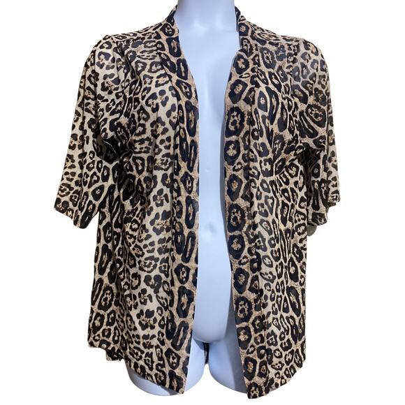 CRAZY TRAIN sheer leopard cheetah print kimono - One Size - Picture 1 of 5